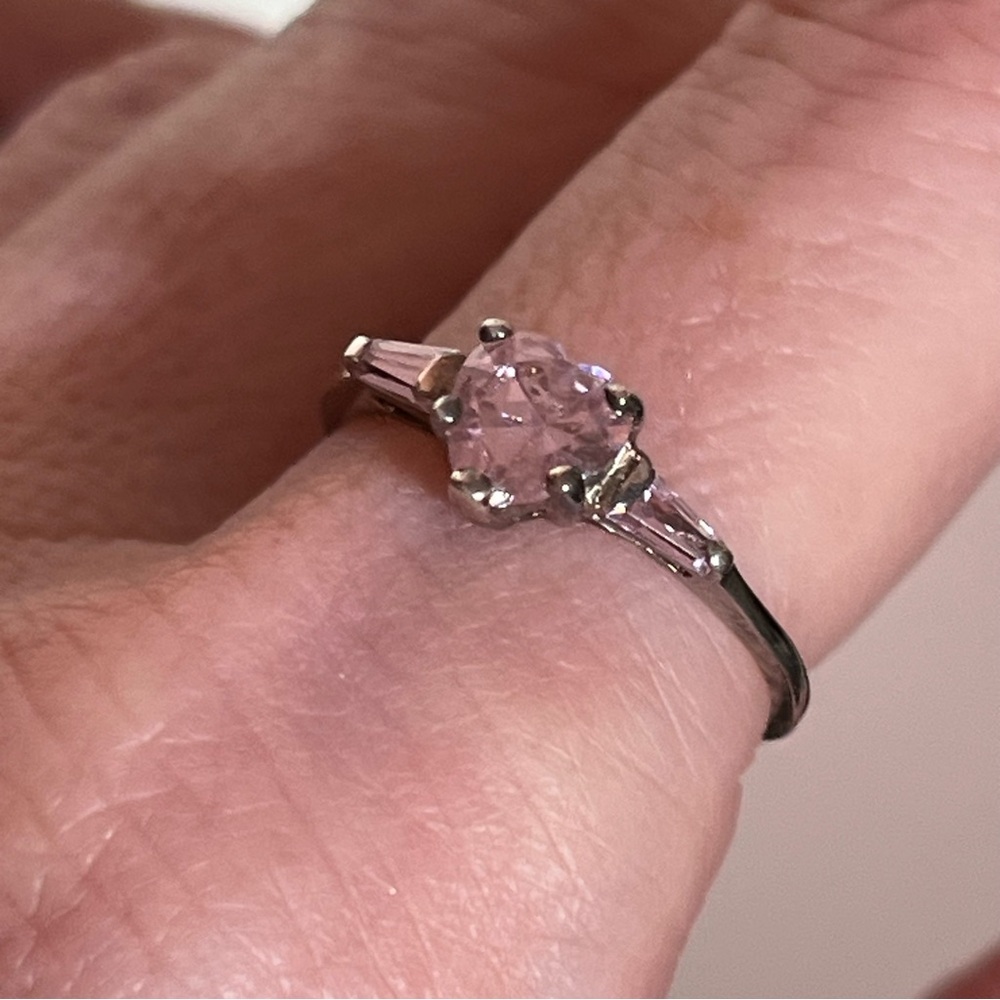 Vintage Pale Pink Heart Sterling silver coquette girl dainty Ring - Picture 3 of 14